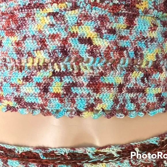 OOAK Tie Dye Crochet Crop Top Handmade Adjustable One Size fits S-L - Picture 8 of 16